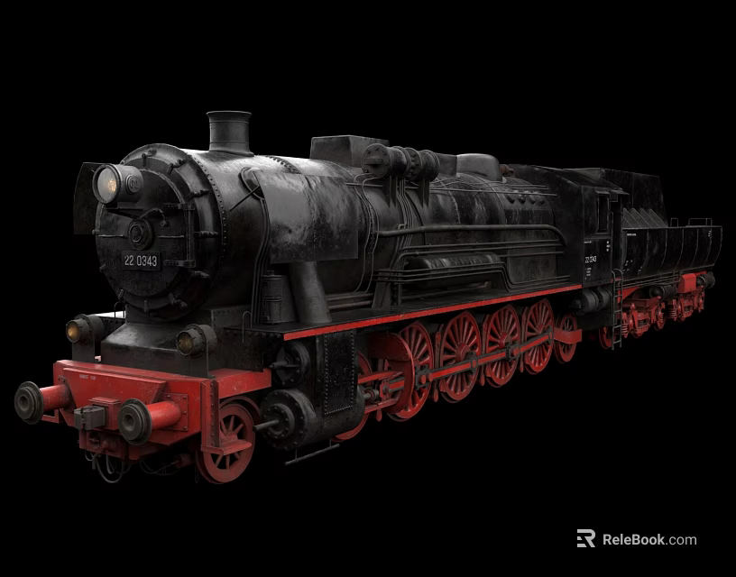Vintage Black Steam Train With Red Wheels And Classic Design Features 3d model 