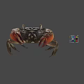 Realistic Crab Figure With Colorful Rubiks Cube On Gray Background