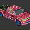 Red Detailed Pickup Truck Model With Black Wheels And Glossy Finish