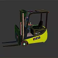 Yellow And Black Electric Forklift With Cab And Front Forks Design