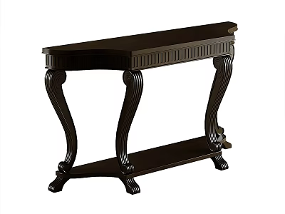 Elegant Dark Wood Console Table With Carved Legs And Lower Shelf Design 3d model