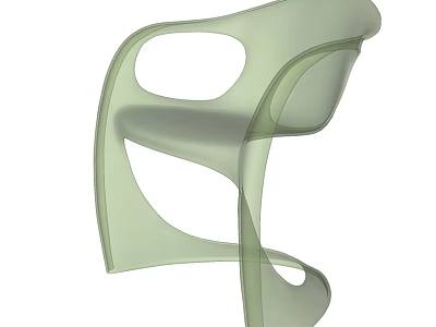 Modern Light Green Dining Chair With Unique Curved Lines And Hollow Design 3d model