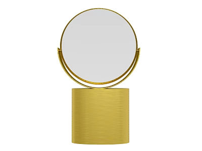 Elegant Gold Decorative Ornament Set With Round Mirror And Cylindrical Base 3d model