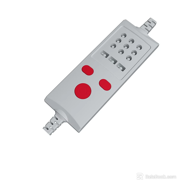 Functional Gray Power Strip With Multiple Outlets And Red Control Buttons 3d model 