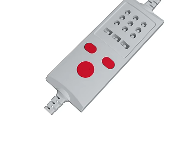 Functional Gray Power Strip With Multiple Outlets And Red Control Buttons 3d model