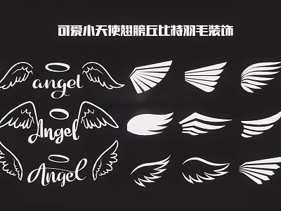 Cute Angel Wings 3D Pendant With Fluffy Decoration And Multiple Styles 3d model