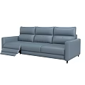 Stylish Modern Light Gray Leather Three-Seater Sofa with Reclining Function 3d model