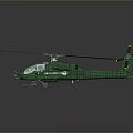 Green Military Helicopter Model With Detailed Rotors And Crafted Design