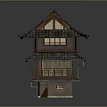 Traditional Japanese Multi story Architecture With Tile Roof And Wooden Veranda Design