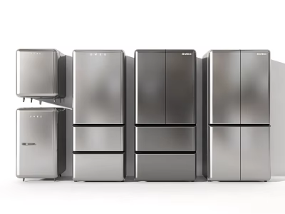 Modern Stainless Steel Refrigerators And Freezers With Double Door Multi Door Designs For Kitchen 3d model