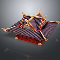 Traditional Chinese Architecture Featuring Curved Eaves Purple Tiles Red Pillars And Golden Decorations