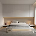 Minimalist Modern Bedroom Interior Design With White Bed Wardrobes Bedside Lighting And Window