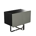 Modern Bedside Cabinet With Black And Grey Lacquered Double Doors And Chrome X Shaped Legs