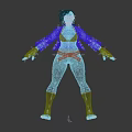 Female Action Character With Yellow Jacket Black Bikini Green Shorts And Black Boots