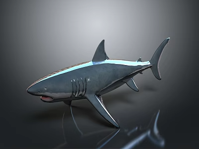 Realistic Gray Shark With Streamlined Body Open Mouth Marine Aquatic Animal 3d model