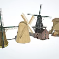Various Traditional Windmill Models With Wooden Structures And Diverse Design Styles