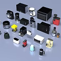 Assorted Kitchen Appliances Collection Featuring Microwave Blender Coffee Maker Toaster And More 3d model