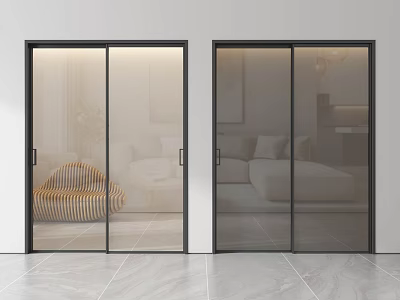 Modern Sliding Doors With Black Frame Glass For Interior Room Partition 3d model