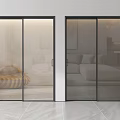 Modern Sliding Doors With Black Frame Glass For Interior Room Partition 3d model