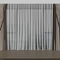 Double Layer Beige Curtains And White Sheer For Window With City View Indoor