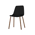 Modern Black Leather Single Chair With Sleek Wooden Legs And Minimalist Design