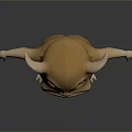 Orange Creature Character With Big Yellow Eyes Two Horns Open Mouth And Standing Pose