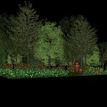 Scenic Park Landscape With Lush Trees Colorful Flower Beds And Decorative Clay Pots