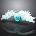Game Movie Character Blue Sphere With White Wings Green Eye Small Tentacles Floating Reflection