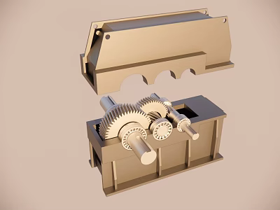 Industrial Mechanical Gear Assembly With Metal Housing And Interlocking Components 3d model