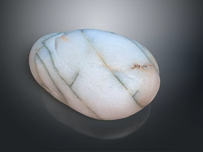 High Quality Natural White Stone Decorative Object with Green Veins and Polished Smooth Surface 3d model