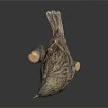 Small Brown Bird Perched On Wooden Branch With Detailed Feathers And Reflection