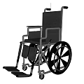 Durable Manual Wheelchair Medical Device With Black Seat Footrests And Silver Frame And Black Wheels