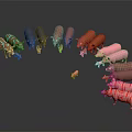 Various Colored Pigs Surrounding Small Central Pig In Circular Arrangement