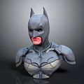 Detailed Batman Bust Sculpture With Gray Armor Mask And Chest Design Features