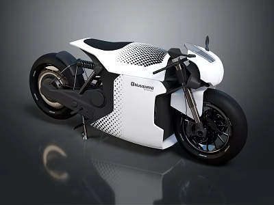Brutus Modern White And Black Motorcycle With Sleek Futuristic Streamlined Design 3d model