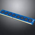 High Performance Blue RAM Memory Module With Black Chips And Gold Pins 3d model