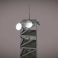 Tall Metal Communication Tower With Steel Frame Antenna And Multiple Platforms