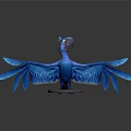 Blue Parrot Figurine With Spread Wings Standing On White Base As Decorative Piece