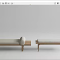 Japanese-style log bed end stool log bed end stool combination 3d model