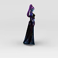 Fantasy Woman With Purple Hair Blue Skin Magical Robe And Clawed Fingers