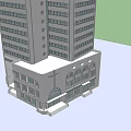 Modern High Rise Office Building With Multiple Windows And Main Entrance 3d model