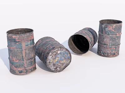 Aged Ceramic Vessels With Rustic Mottled Finish Standing And Tilted Arrangement 3d model