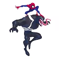 SpiderMan Riding On Venom Game Movie Characters In Dynamic Action Pose