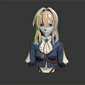 Game and Movie Character With Blonde Hair Green Eyes Blue Outfit And Bust Sculpture