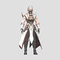 Game Movie Character Warrior With Ornate Gold White Armor Shoulder Plates Long Robe Intricate Design