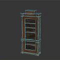Traditional Wooden Bookcase with Multiple Shelves and Decorative Carved Top Design