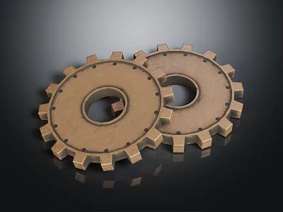 Two Metal Gears As Essential Hardware Tools For Mechanical Applications 3d model