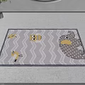 Gray Square Carpet With Cartoon Elephant Birds Chevron Polka Dot Patterns 3d model