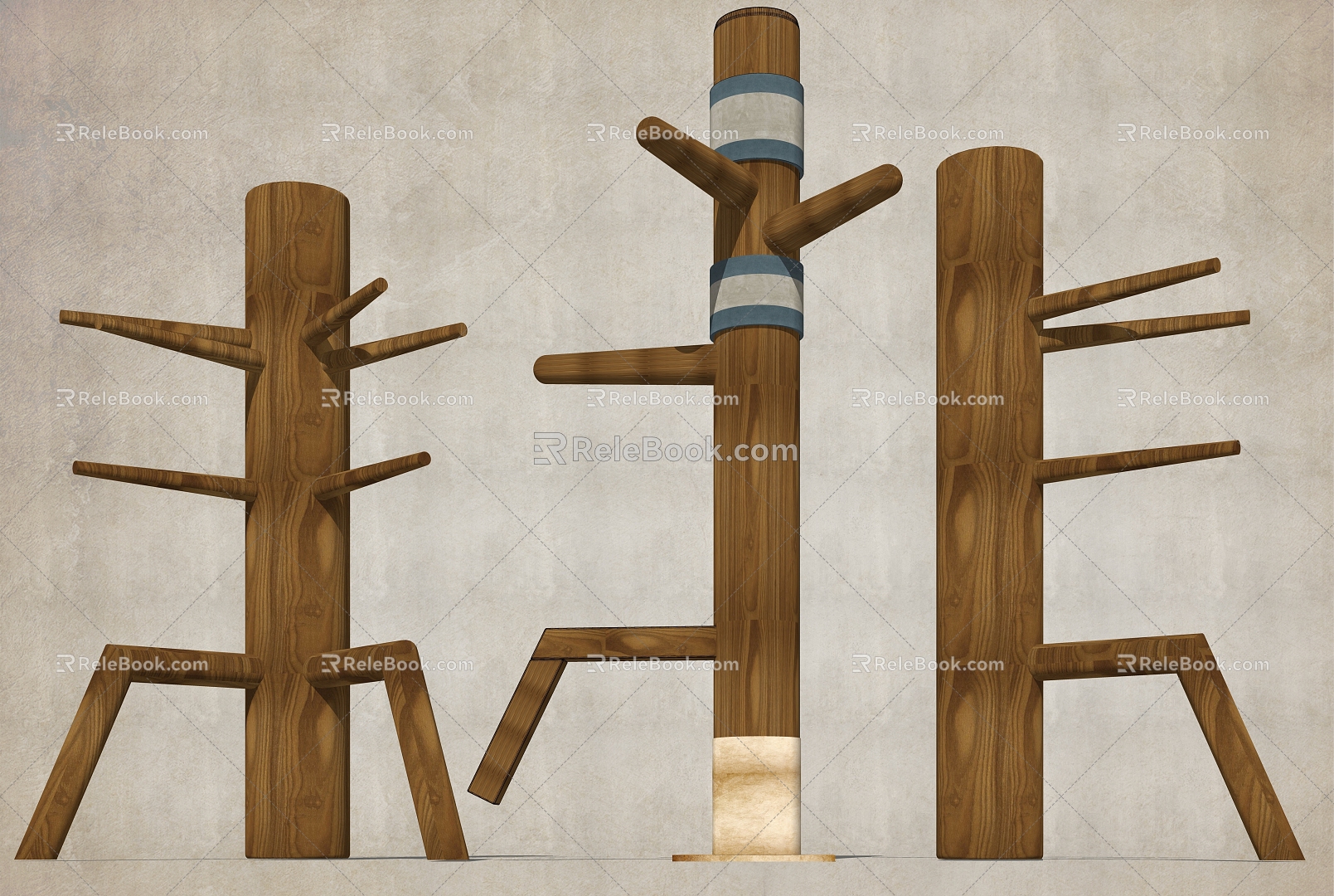 Wing Chun Wooden Pile Kung Fu Martial Arts Props 3d model