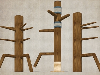 Wing Chun Wooden Pile Kung Fu Martial Arts Props 3d model